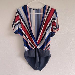 NWOT Bershka Striped Bodysuit Blouse